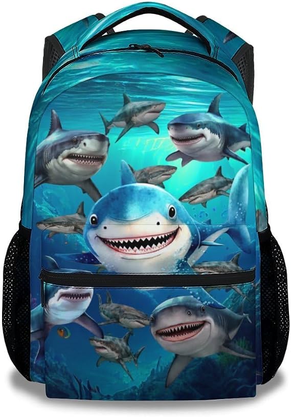 Shark Backpacks for Boys, Large Capacity Cute Backpack for School, Sharks Lightweight Bookbag for Kids