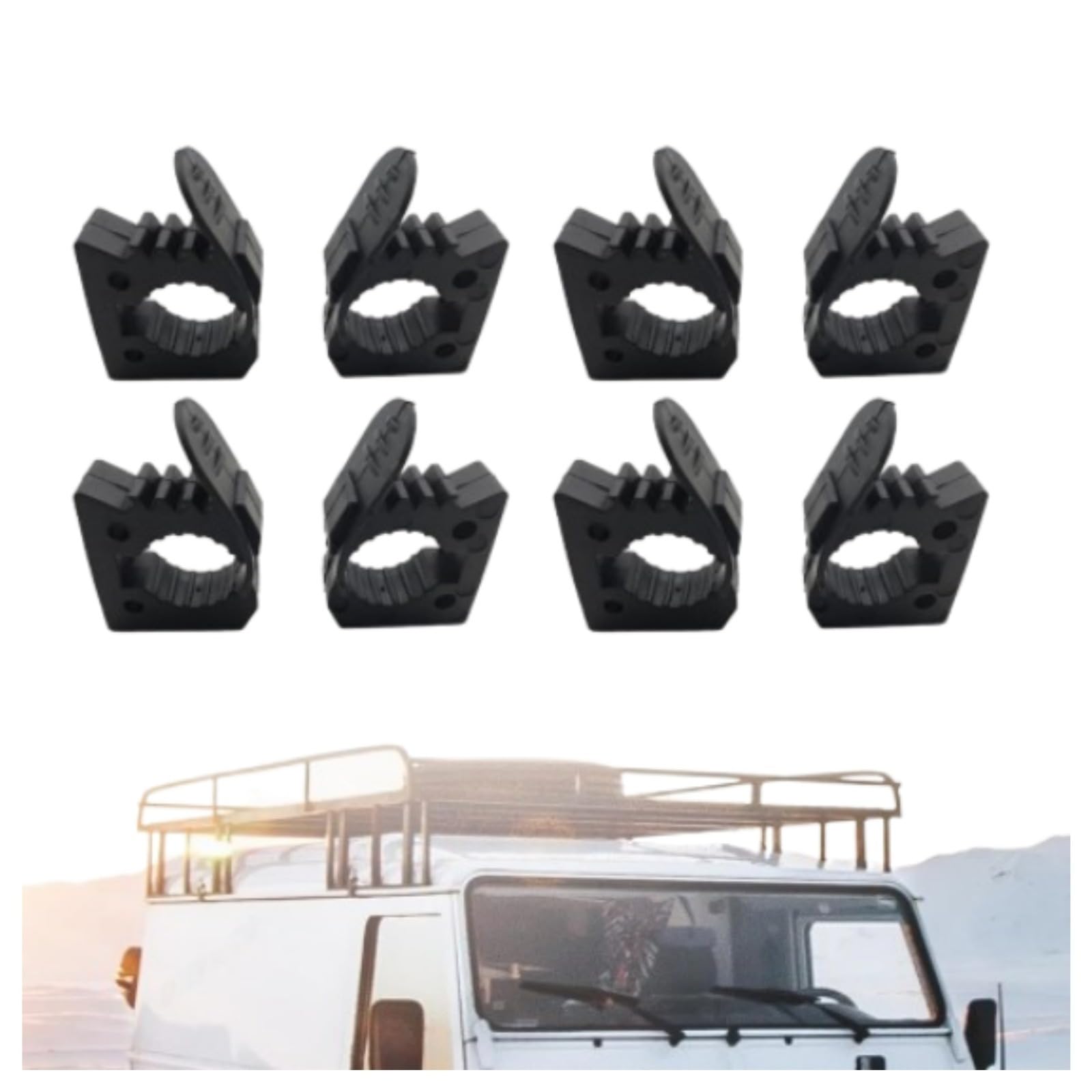 8 Piezas Kit de Montaje de Abrazadera de Goma de liberación rápida, Abrazadera portaequipajes, Abrazadera Quick Fist, Soporte de Pala Accesorios de Coche, Mangos de Herramientas para,Barco, RV, Negr