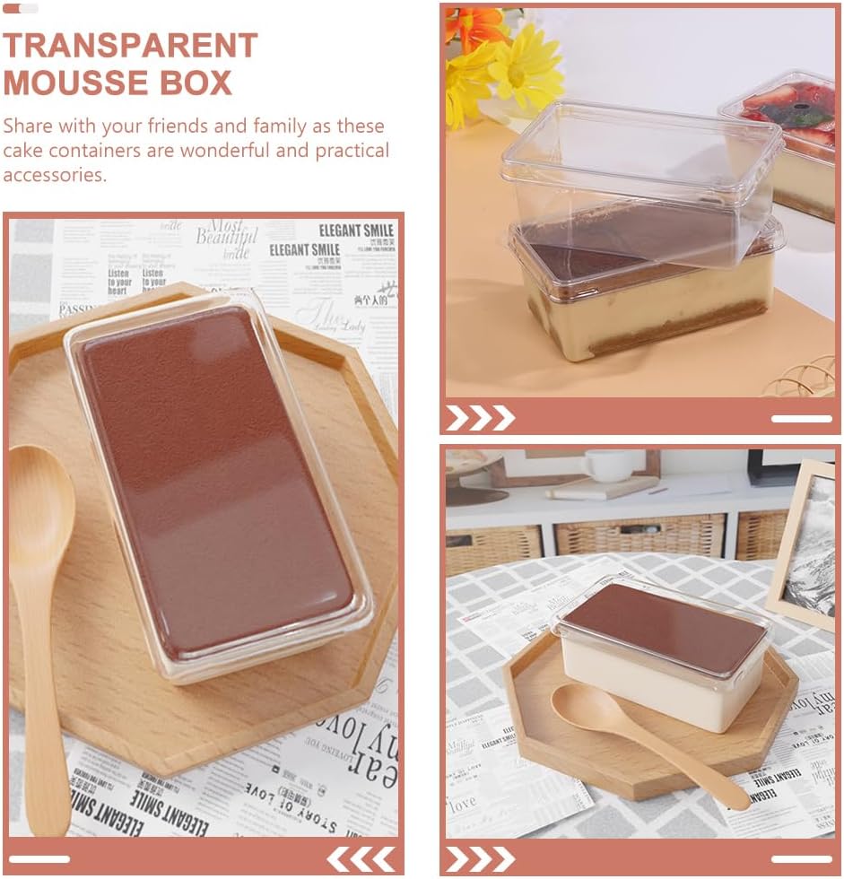 Hemoton Clear Tiramisu Box with Lid 4.5 Inch Disposable Cake Container for Tiramisu Mousse Pastry Bakery Take-Out Food Holder