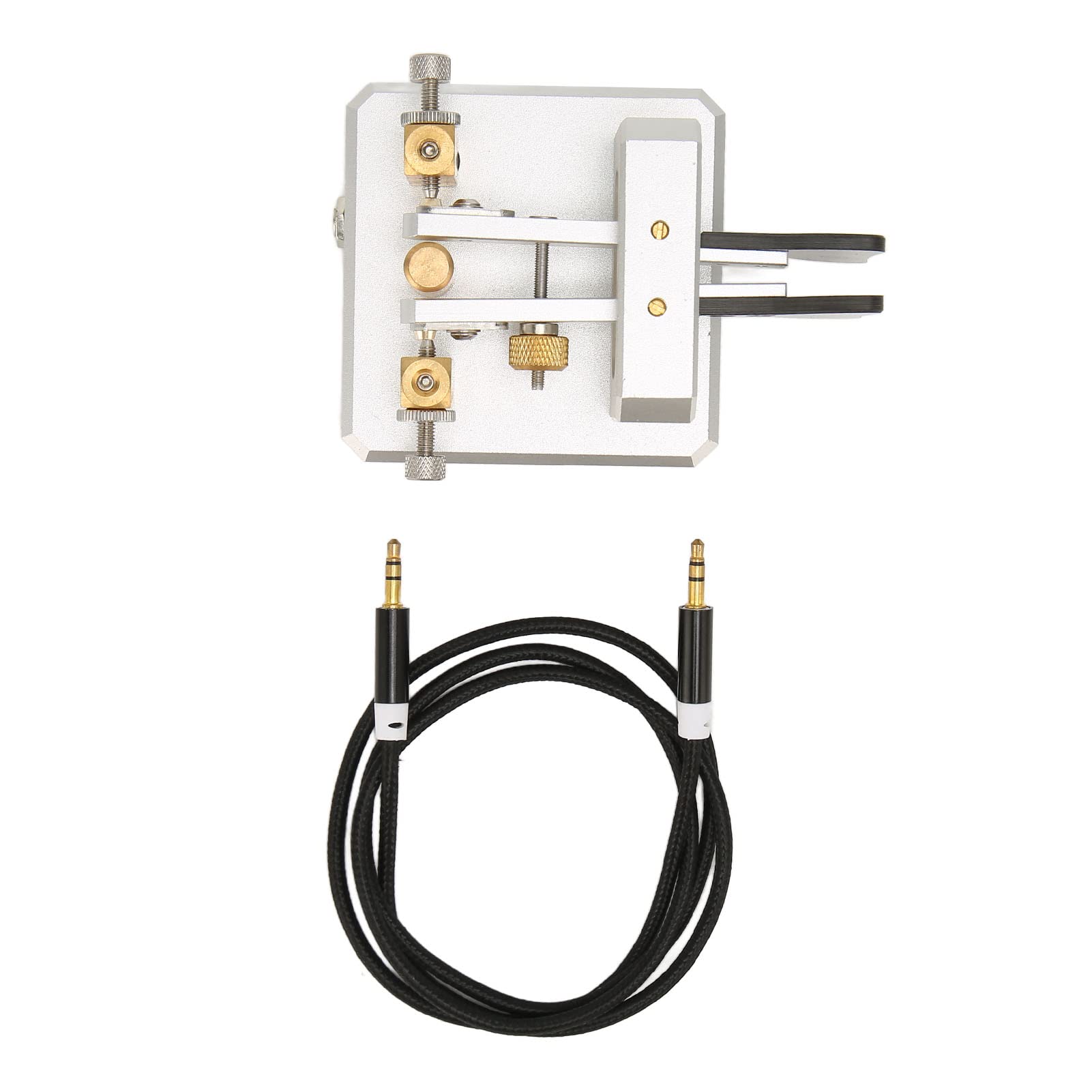 Lazmin112 Chiave con codice Morse a doppia paletta Custodia in acciaio inossidabile portatile per radio HAM Camping SOTA LOTA (Argento)