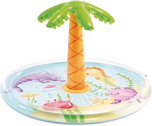 INTEX Piscina inflable de palmera colores tropicales vibrantes, pulverizador de agua, 68 x 41 pulgadas, para niños a partir de 2 años