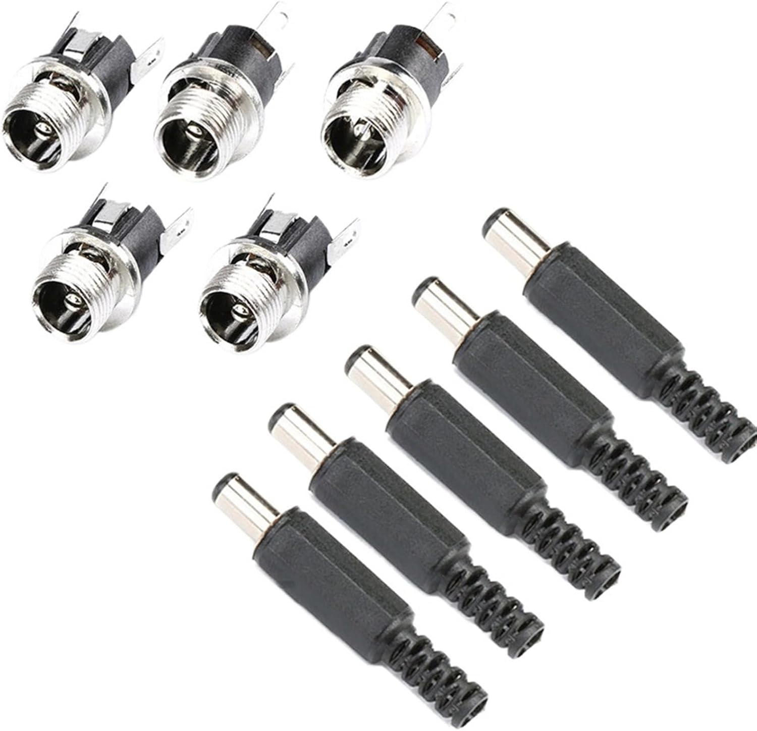 5.5mm x 2.1mm 5.5x2.1 DC 2.1 Connectors Power Supply Connector + Female Metal Panel Mount Socket Jack Terminal Adapter(5Pair)