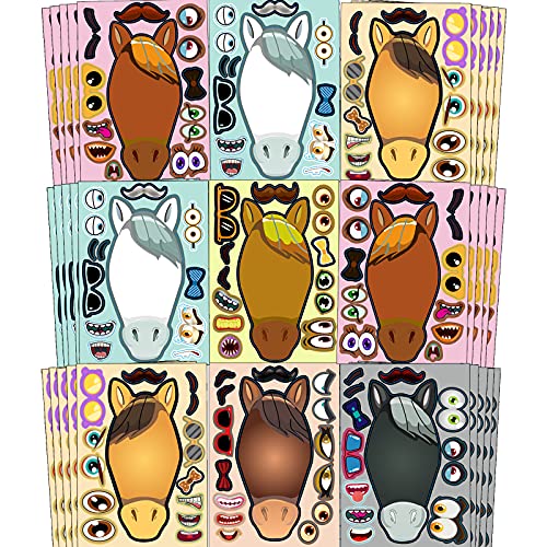 OuMuaMua 30pcs Kids Birthday Party Favors - Make Your Own Horse Stickers Spirit Horse Toy Stickers for Kids Birthday Party Game Activities Decorations