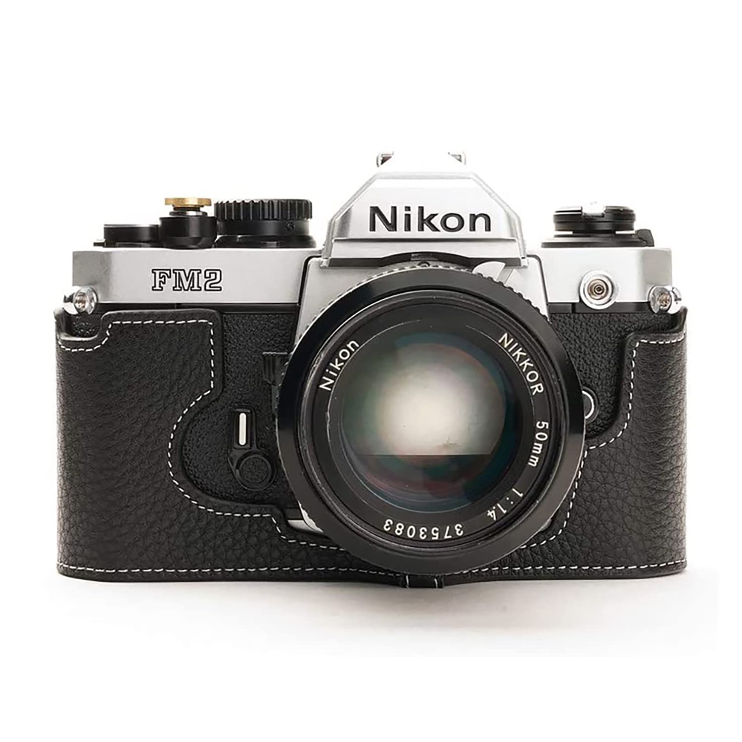 TP Handmade Genuine Real Leather Half Camera Case Bag Cover for Nikon FM2 FM FM2n FE FE2 (Black, Cam