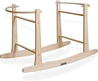 Clair de Lune Wooden Standard Rocking Moses Basket Stand Natural