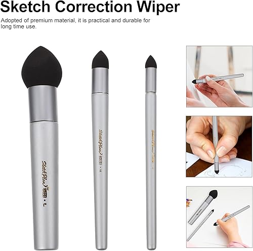Miniatura 7 de EXCEART 3PCS Sketch Wipe Pen Esponja Frotar Cepillo Resaltar Corrección de Manchas Herramienta de frotis