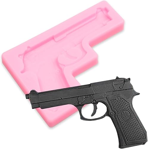 Miniatura 7 de Moldes de silicona para pistola de bala, 5 unidades, pistola 3D, ametralladora 3D, granada, chocolate, fondant, para decoración de pasteles, dulces,