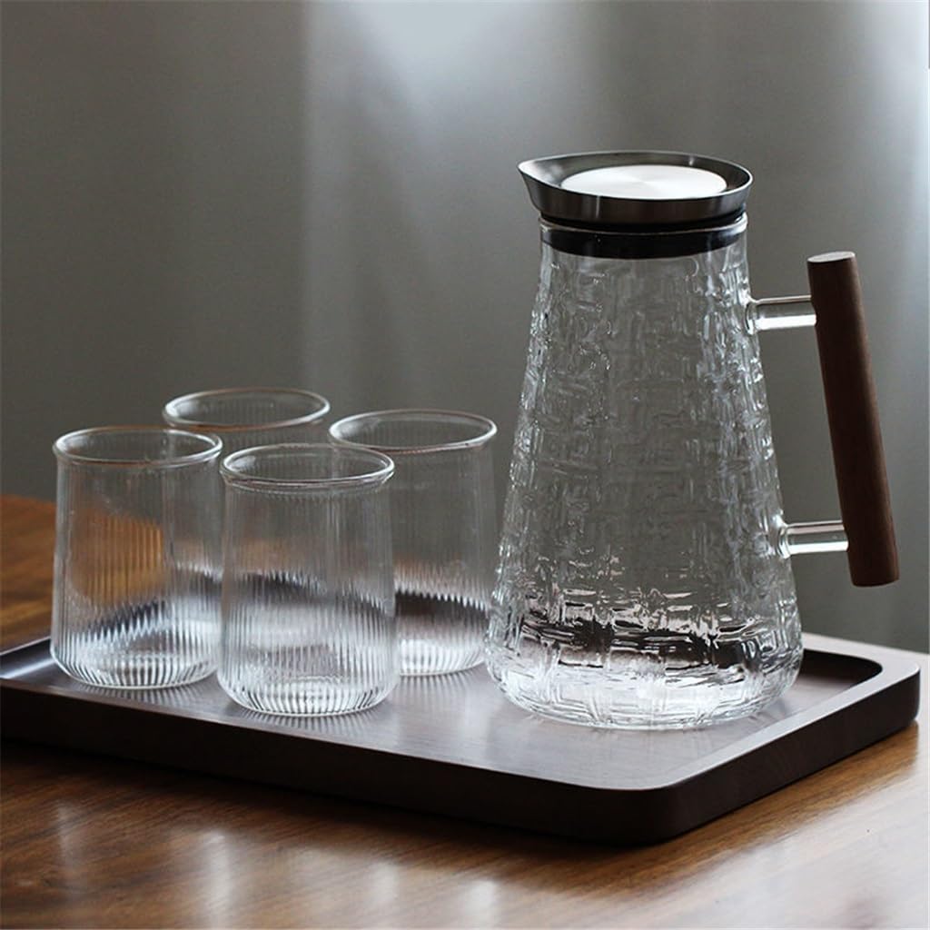 Hervidor de vidrio de gran capacidad para el hogar y la Oficina, hervidor de termoestabilidad espesado de estilo japonés con 4 vasos de vidrio vision