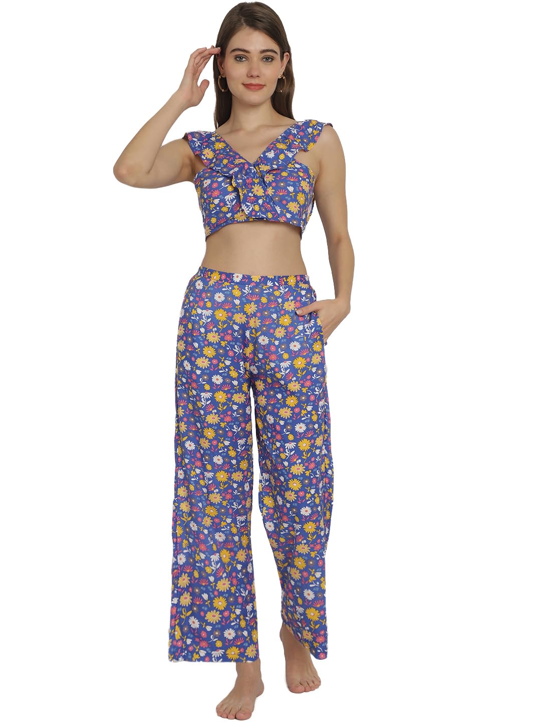 Tie & Dye Printed Frill Top & Pants Beachwear Cover Up Set for Women & Teen-image-16