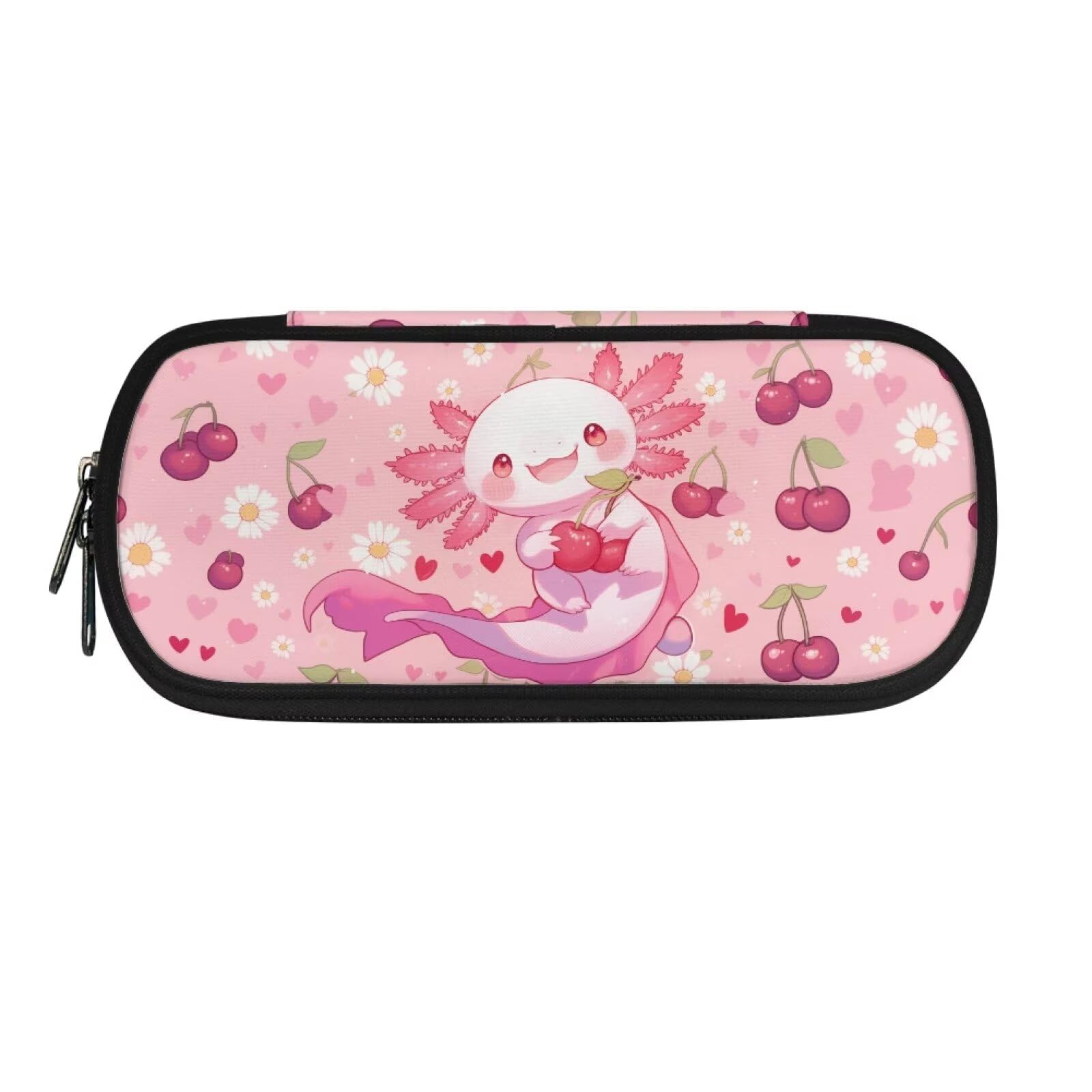 POLERO Girls Axolotl Pencil Cases Tollder Back to School Supplies Cute Pen Holder Cherry Floral Pencil Storage Bag — image 1