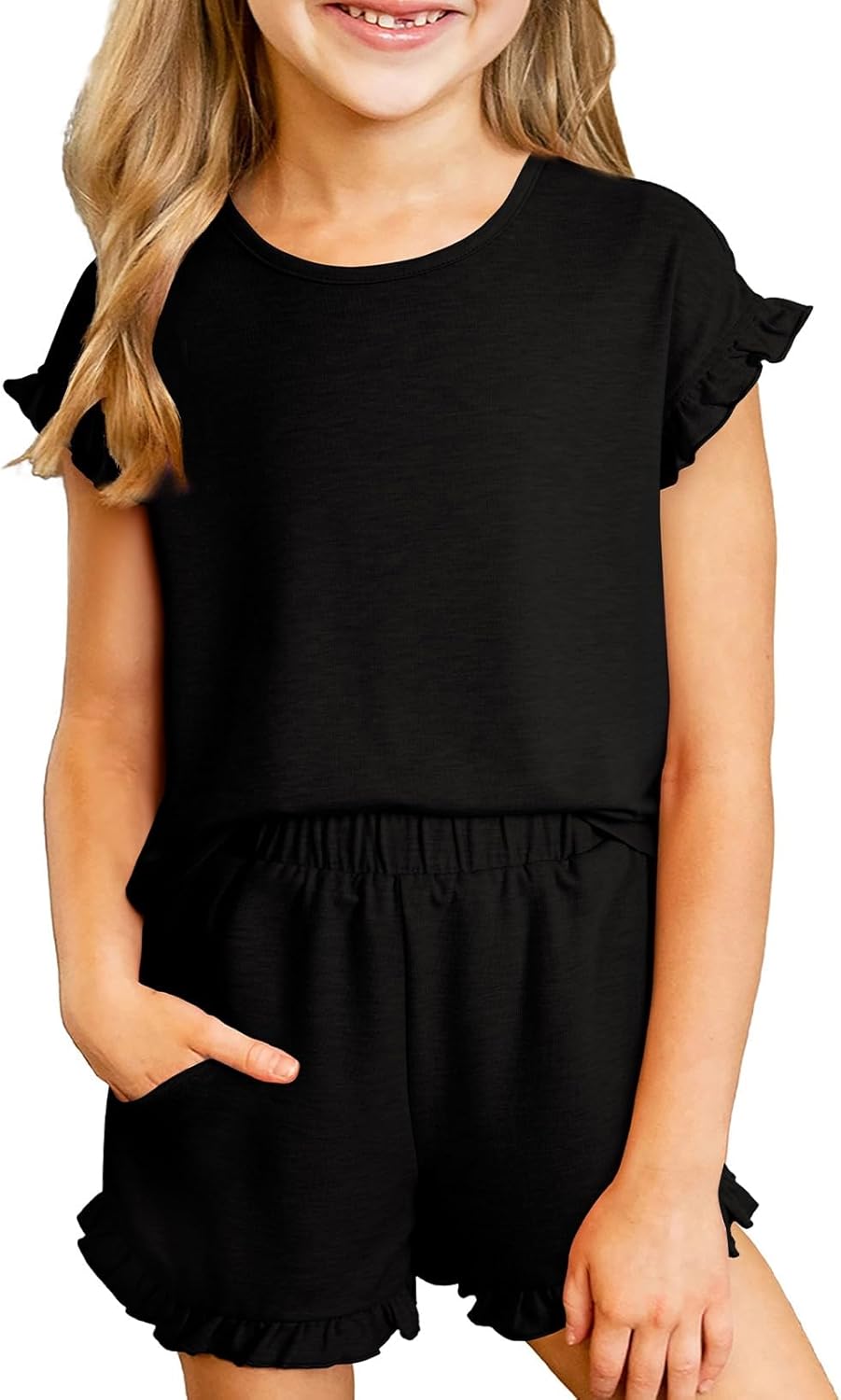 blibean Girls Summer Clothes Sets Kids Ruffled Matching Outfits Size 6-15 Years