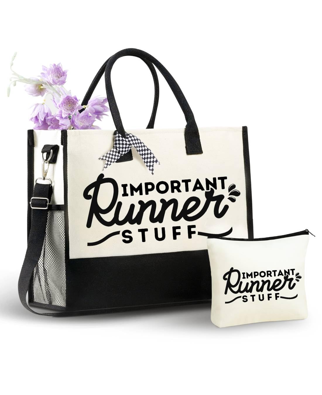 InnoBeta Runner Gifts Canvas Tote Bag with Top Zipper Closure and Shoulder Strap for Birthday, Mother's Day, Christmas