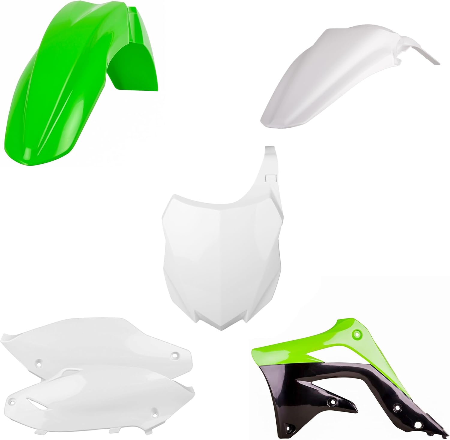 Polisport Motocross (MX) Replica Plastic Kit for Kawasaki KX 450F (2013-15) – OEM Quality, Durable, Flexible & Perfect Fit – Green/White/Black