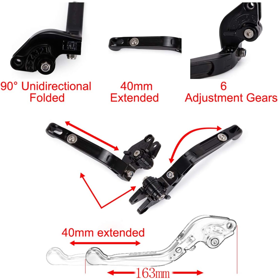 LANQIAN Brake & Clutch Levers Set Foldable Extendable CNC Compatible with YZF R1 R1M R1S 2015-2020 for YZF R6 2017-2020 Black