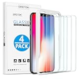 OMOTON [4-Pack] Screen Protector for iPhone Xs & iPhone X, 5.8 inch - Tempered Glass/Guide Frame/Easy Installation