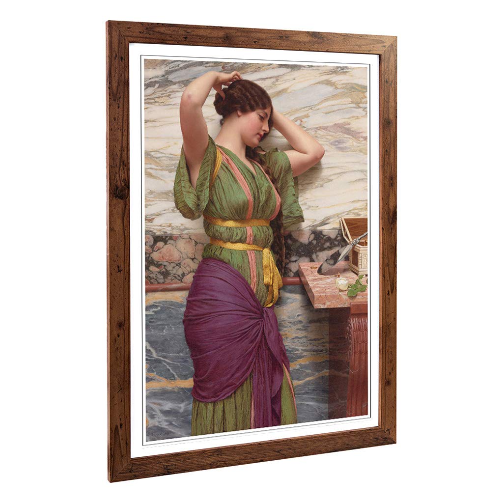 Big Box Art Framed Print of John William Godward A Fair Reflection Design | Wall Art Picture | Home Decor for Kitchen, Living Room, Bedroom, Hallway, Walnut, A2 / 24.5x18 Inch / 62x45cm