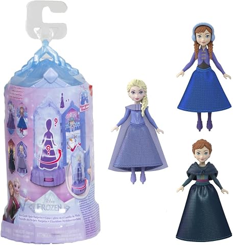 Mattel Disney Karlar Ülkesi sürpriz küçük bebek ve mini kale oyun setleri, dönerek ortaya çıkan sürpriz bebek, filmlerden ilham alan Buz Kalesi Sürprizi (Stiller çeşitlilik gösterebilir), JCR90