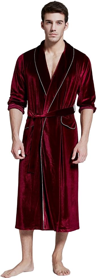 7 VEILS Womens and Mens Velvet Dressing Gown Bathrobe Kimono Luxury Robe Lougewear Unisex