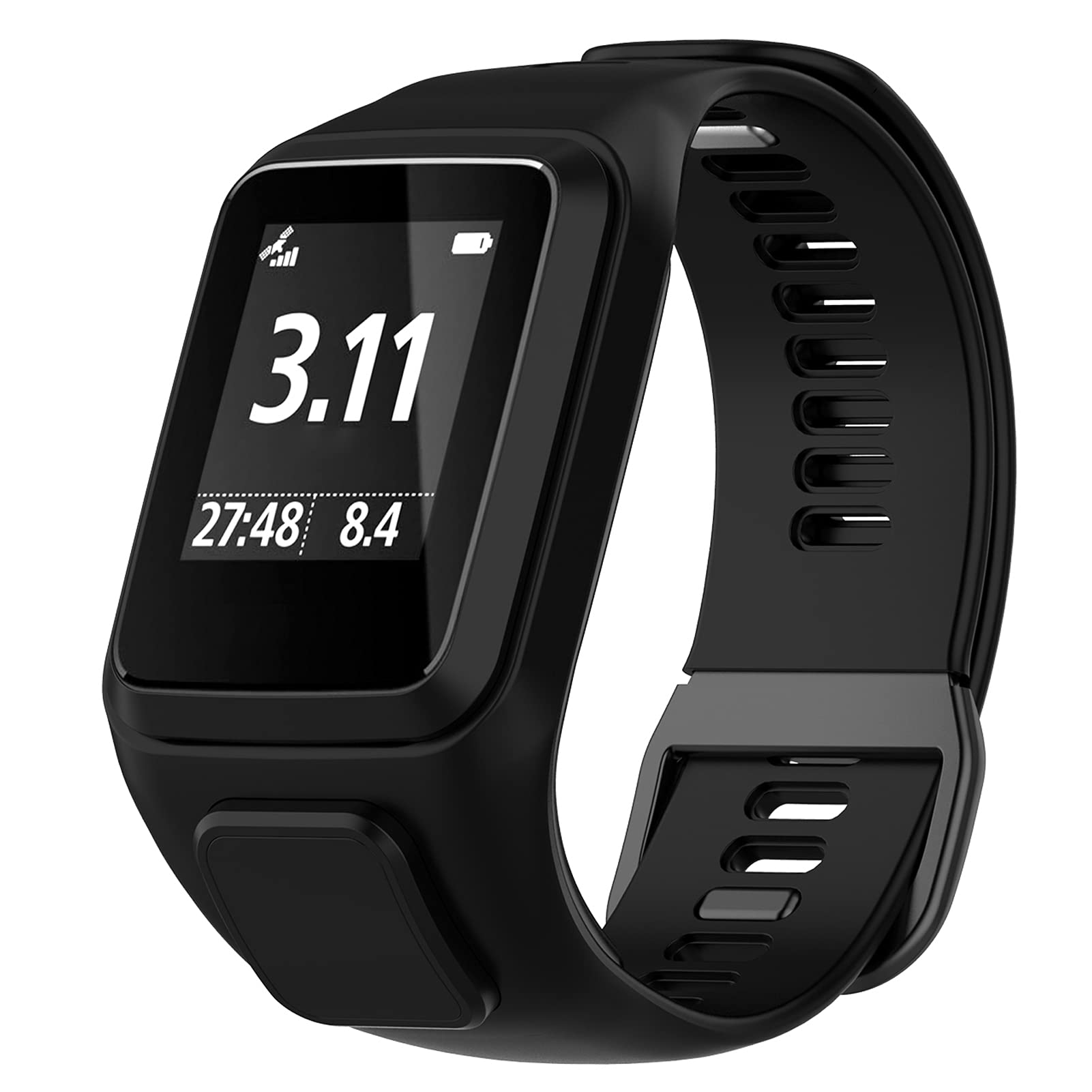 MOTONG For TomTom Adventurer Replacement Band - Silicone Replacement Wrist Band Strap For TomTom Adventurer, TomTom Runner 3/2, TomTom Golfrt 2(Silicone Black)