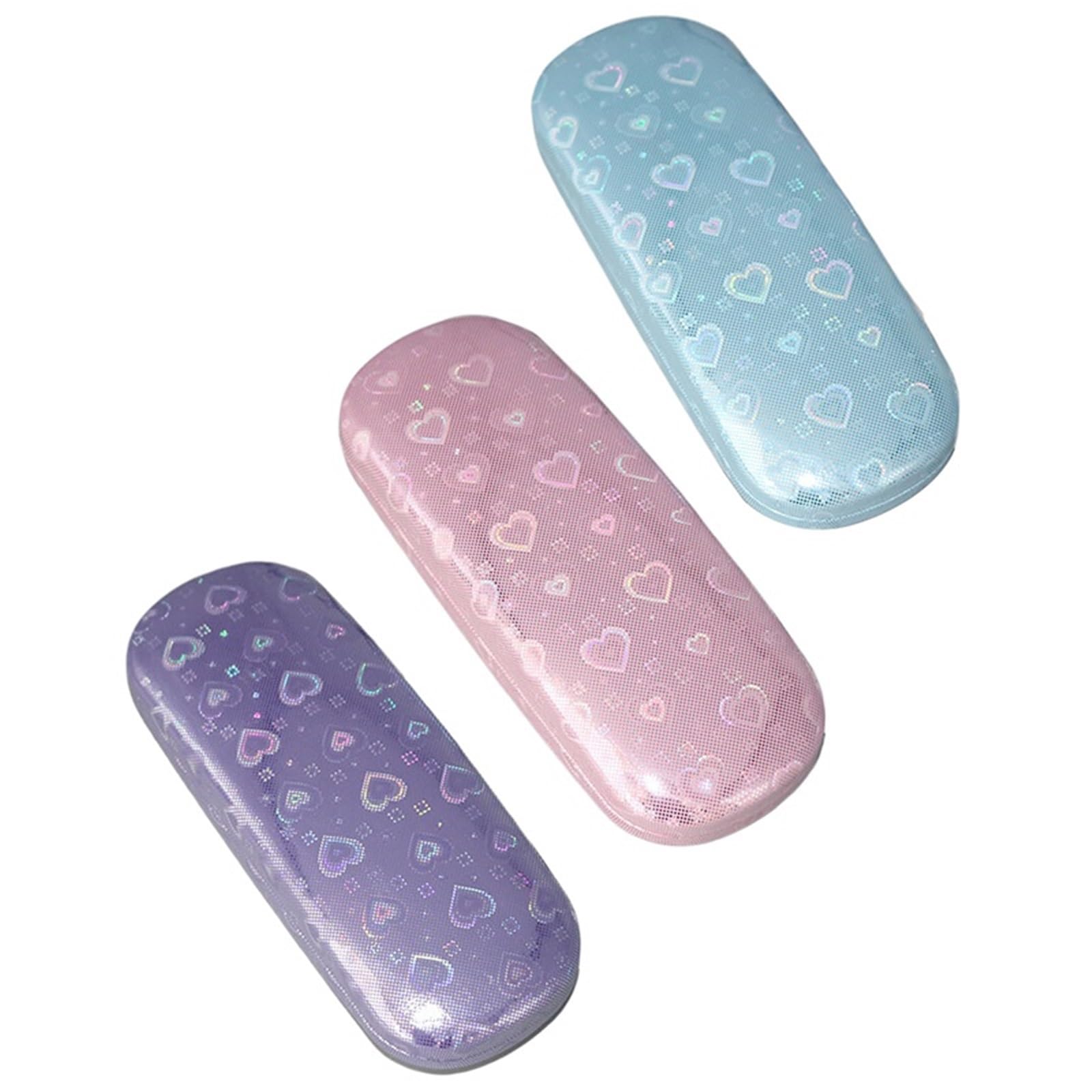 Brillenetui, 1 Stück Tragbares Brillenetui mit Aufdruck, Aufbewahrungsbox for Reisebrillen, Herren und Damen(Purple)