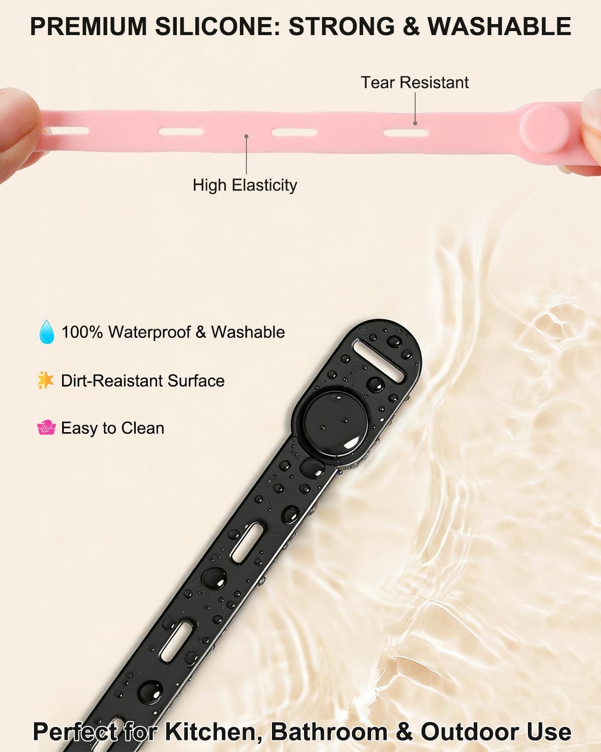 OneLeaf 16Pcs Adjustable Silicone Cable Ties, Reusable Cord Organizer for Desk Setup, PC, TV & Office Cubicle, Secure Soft Anti-Lost Cable Straps for Electronics - Black