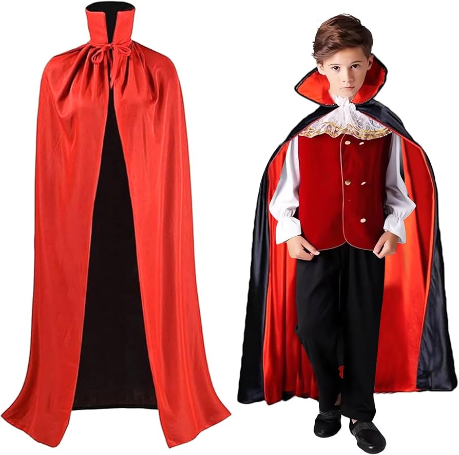 Capa De Vampiro Para Adultos Y Niños, Capa Con Capucha Negra Y Roja Disfraces De Fiesta De Carnaval De Halloween Ropa Para Hombres Y Mujeres