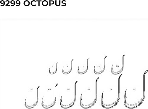 Miniatura 2 de VMC 9299 - Gancho para pulpo sin defectos, tamaño #1 en paquete de 25, acabado rojo con ganchos de agua salada y agua dulce ligeramente desplazados