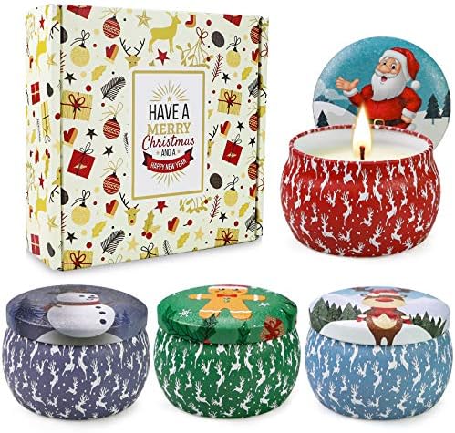 JXDLSQ Christmas Scented Candles Gifts Set for Women,Aromatherapy Candles for Home Scented,4.4Oz Soy Wax Jar Candle for Xmas,Brithday Gifts | Christmas Cookie | Apple Fragrance