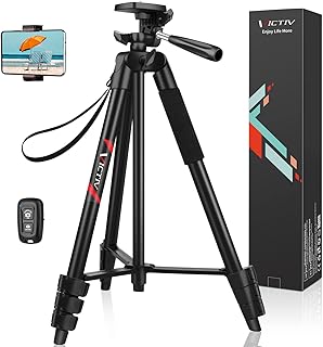 Victiv Phone Tripod, 54" Smartphone Tripod for iPhone, Aluminum Lightweight Portable Camera Tripod Stand for DSLR/Action Camera/Samsung with Phone Holder & Control Remote Shutter