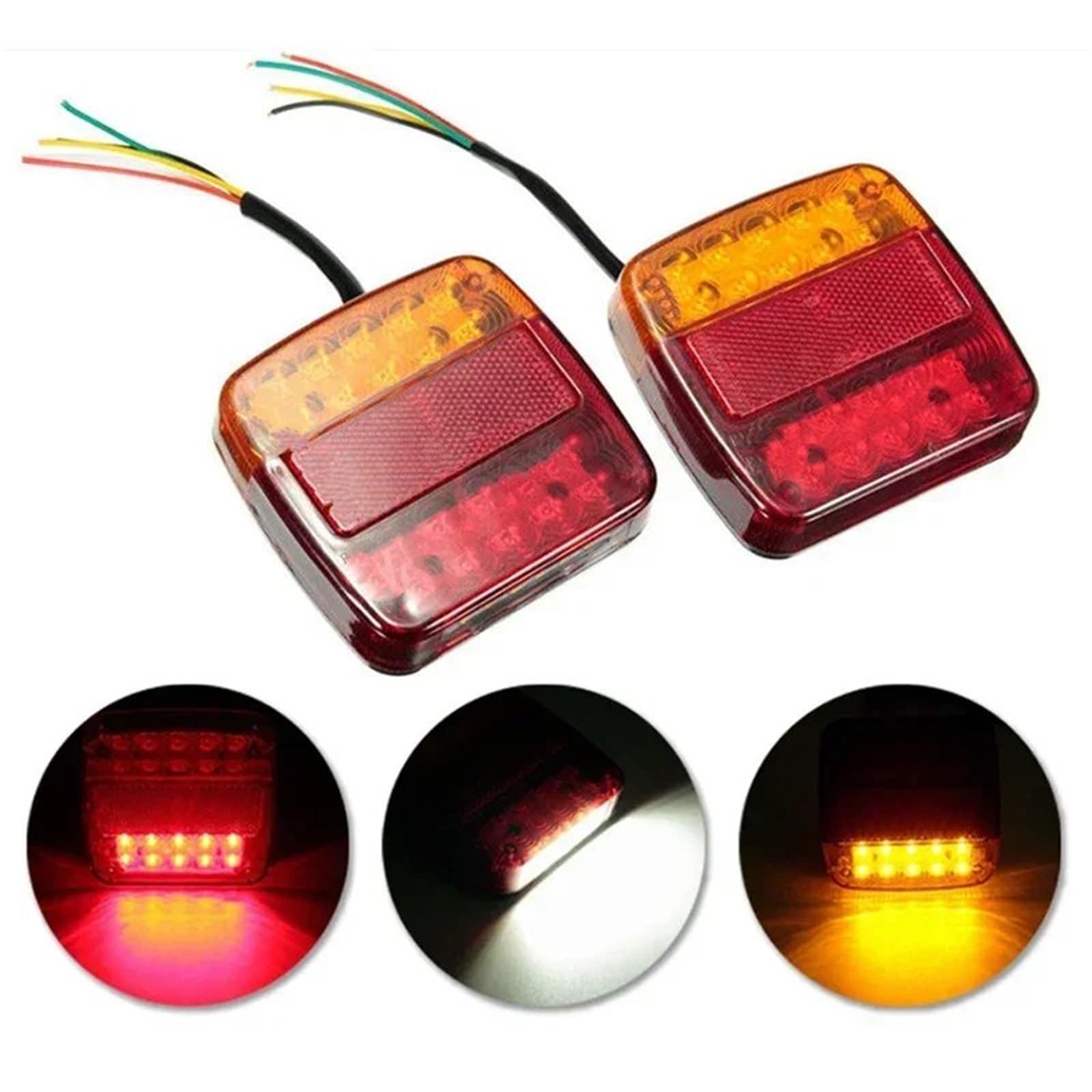 Lently Trasera Luz De Freno 2 Piezas Luces Traseras Freno Parada Coche Camión Luces LED Traseras 12V Lámparas Traseras Piezas De Advertencia De Luz Trasera Impermeables Para Piloto Posterior