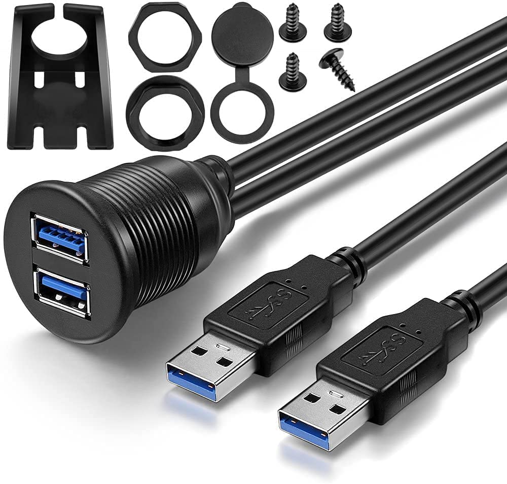 fdealz® [ 1 Meter ] USB 3.0 Flush Mount Cable, Dual USB Flush Dash Panel Mount Cable Male to Female Extension Code for Car Truck Boat Motorcycle Dashboard ; Dual USB 3.0 (B0BYNT68T8) Amazon Price History, Amazon Price Tracker