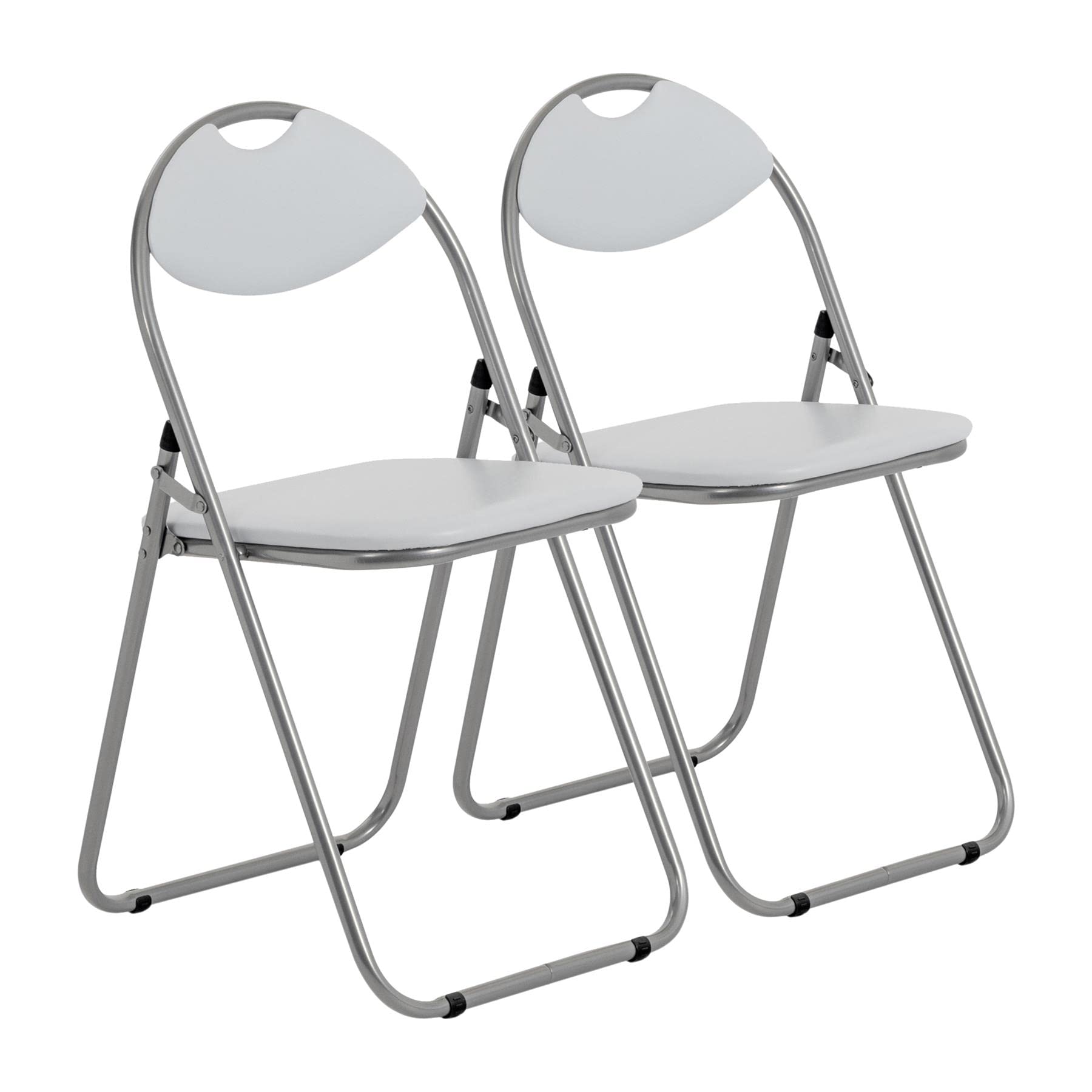Harbour Housewares Padded Folding Chair White - 2 Pack - Metal Frame Seat with Cushioned Backrest Easy Store Compact Design Durable Office, Dining, Bedroom or Event Seating Max Load 114kg