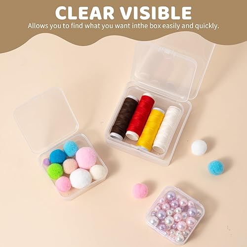 Miniatura 6 de LJY 32 contenedores cuadrados vacíos de plástico transparente con tapas para objetos pequeños y otros proyectos de manualidades