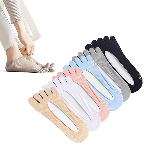 MoHern 6 Pairs Toe Socks for Bunions, Low Cut Sockalign USA Toe Socks for Women, Five Finger Bunion Socks for Women