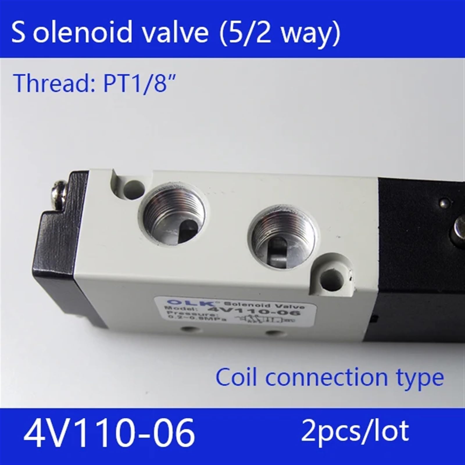 2 szt. 4V110-06 pneumatyczny zawór sterujący 2-pozycyjny 5-portowy zawór elektromagnetyczny powietrza zacisk DC12v DC24v AC36v AC110v 220v 380v (jednokolorowy)