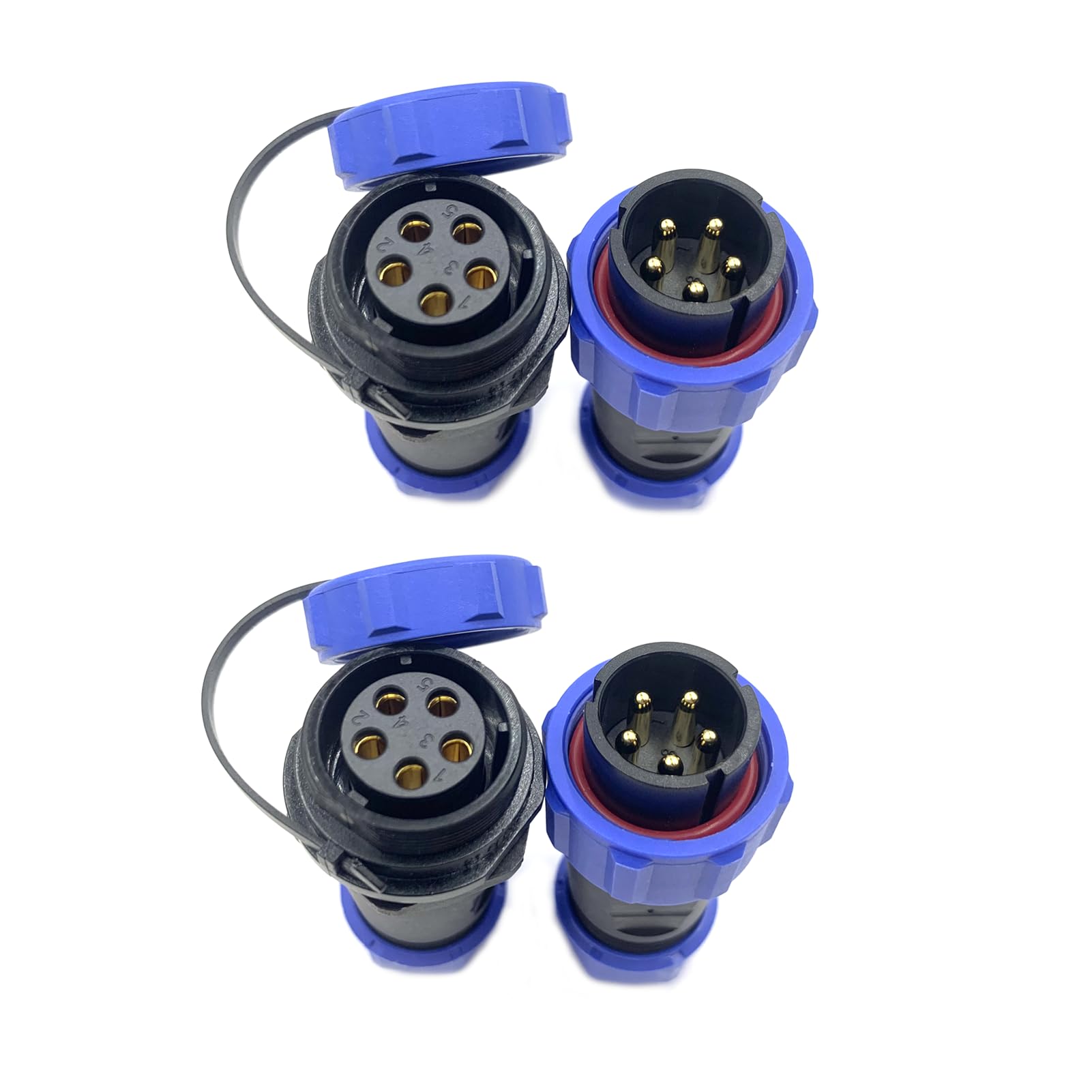 2 connettori SP21 a 5 poli, spina aeronautica, spina IP68, maschio e femmina femmina femmina 12 AWG, connettore 5 pin, spina aviazione per lampade esterne, 500 V, 30 A