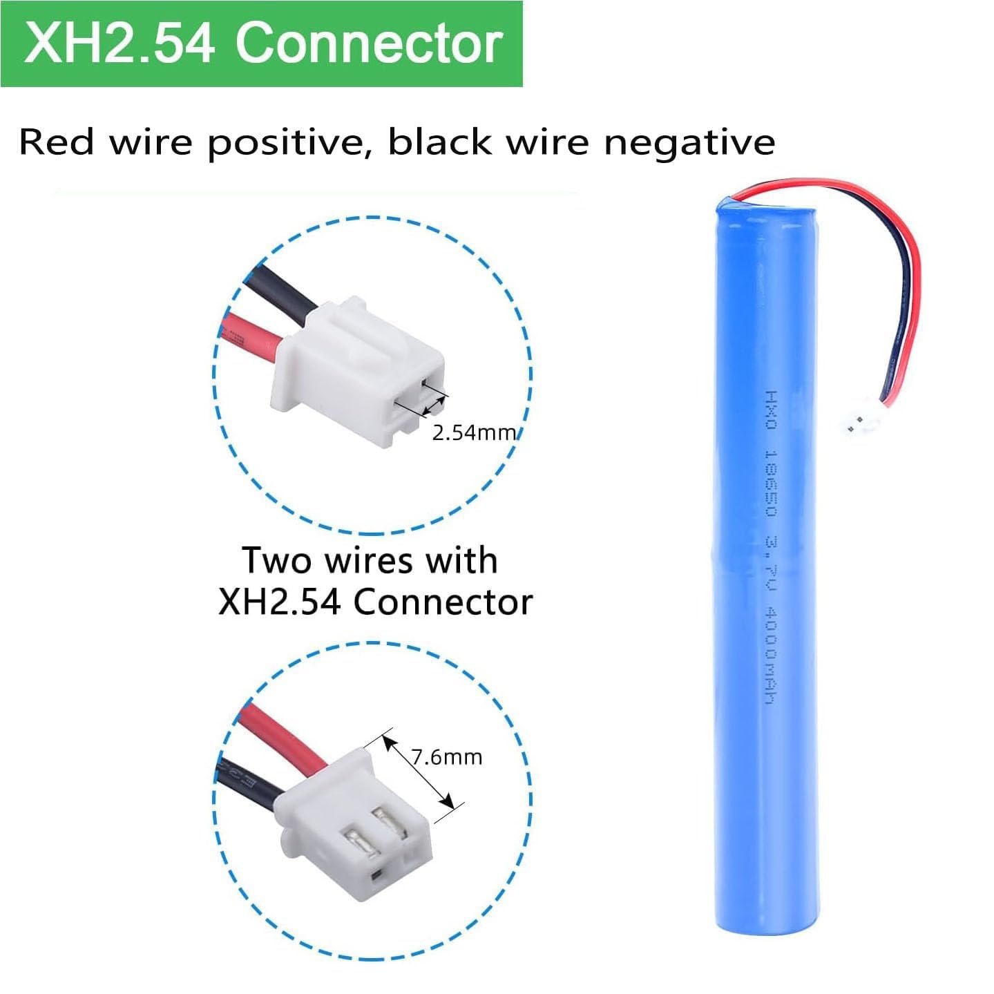 18650 Akumulator litowo-jonowy 3,7 V 4000/4400/5200/6400 mAh Akumulator zamienny z wtyczką XH 2P, 5200 mAh
