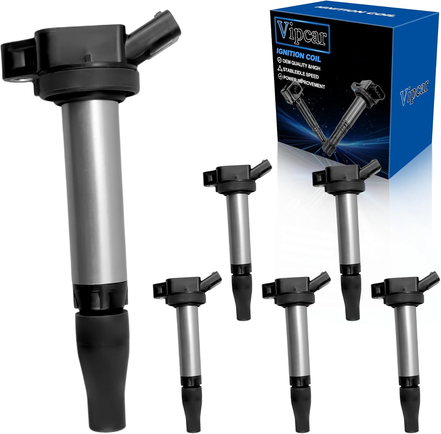 6Pcs Ignition Coil Pack Compatible with Toyota 2016-20 Tacoma V6 3.5L, 2016 Tacoma L4 2.7L, #UF796, 9091902273, 90919A2008