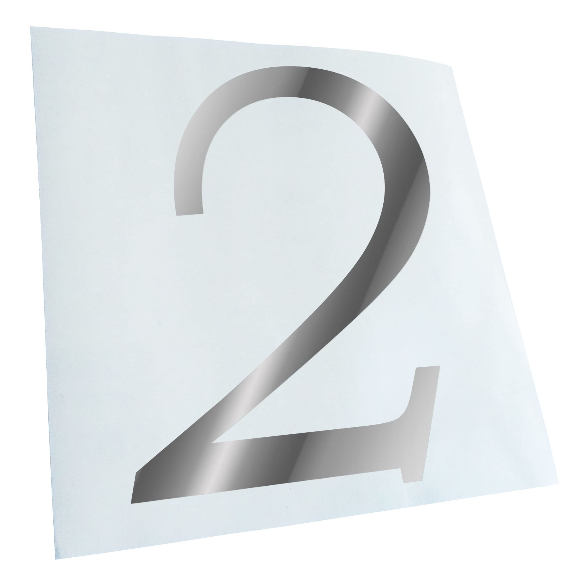 Kiwistar - Car Sticker - Chrome - 10 x 8 cm Number 2 - Number Numbers - Rear Window Car Sticker Weatherproof for Car Truck Moped Truck - Sticker Exterior Self-Adhesive Tuning Accessories for Window
