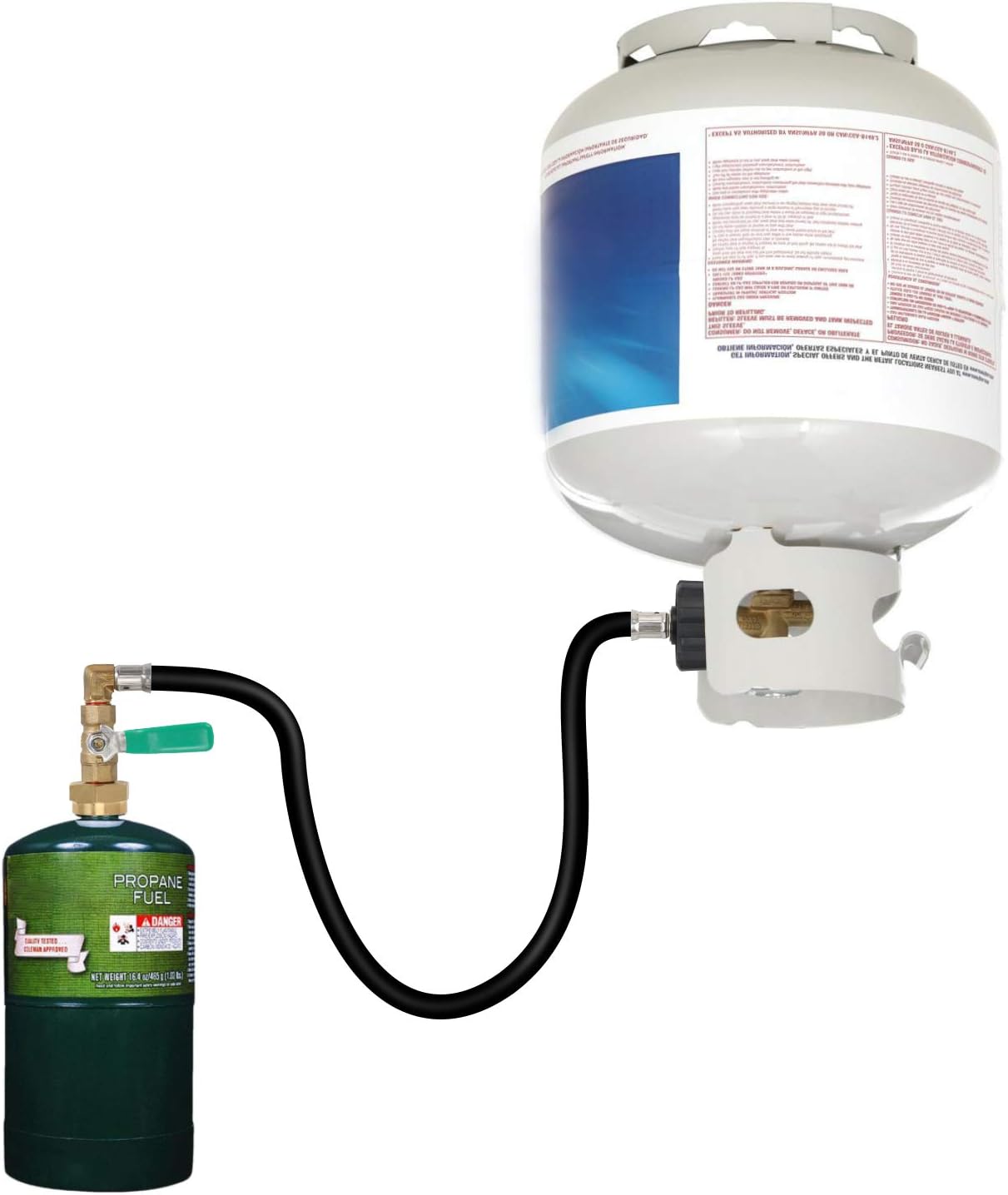 STYDDI 4FT / 48" Propane Refill Adapter Hose, 1Lb Propane Tank Refill Adapter Extension Hose with ON-Off Valve, Filling 1LB Tank Cylinders from 20-50 LB Tank, QCC1/Type 1 Connector, 350 PSI