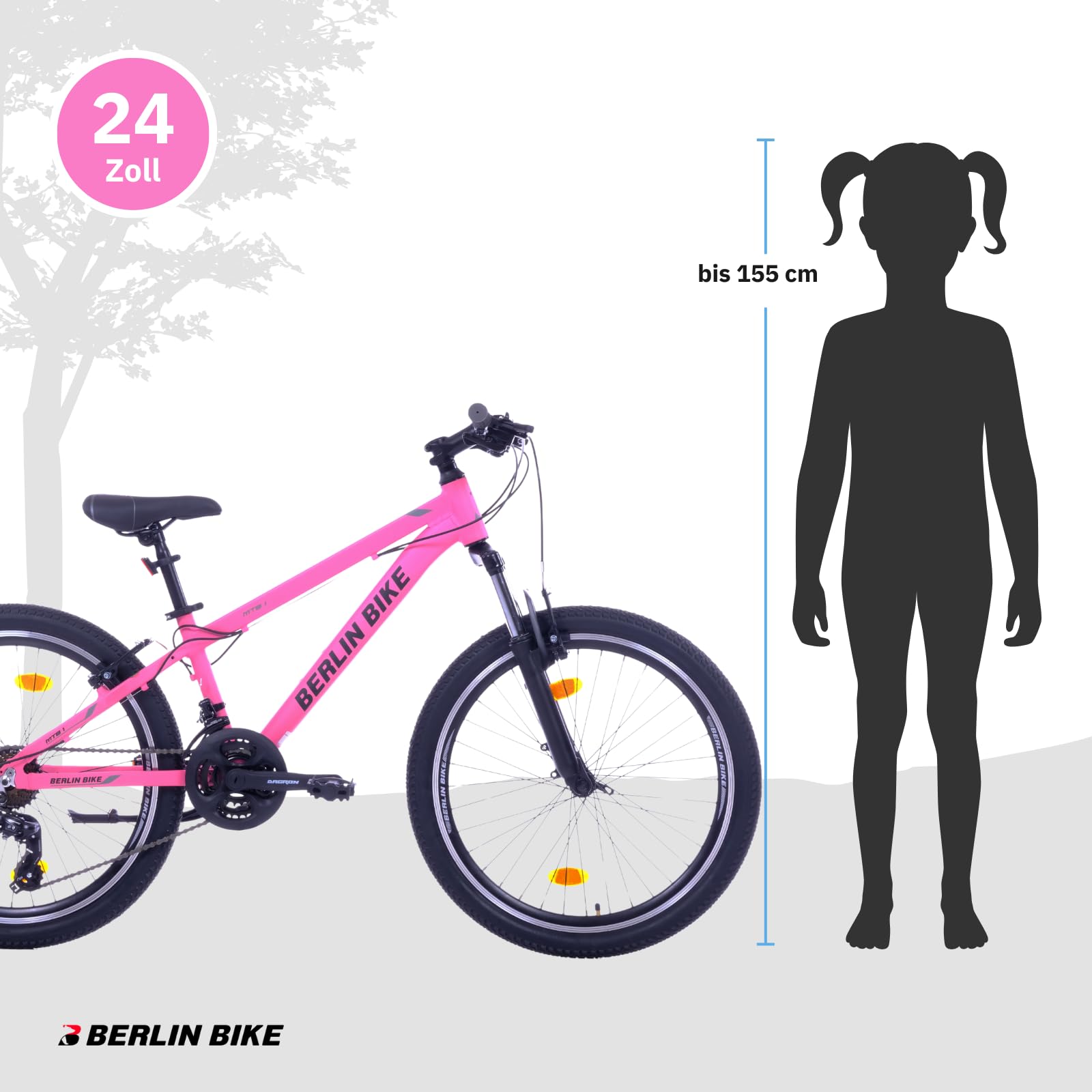 Rower górski Berlin Bike MTB1 24 cale rower dziecięcy dla dziewczynek - różowy