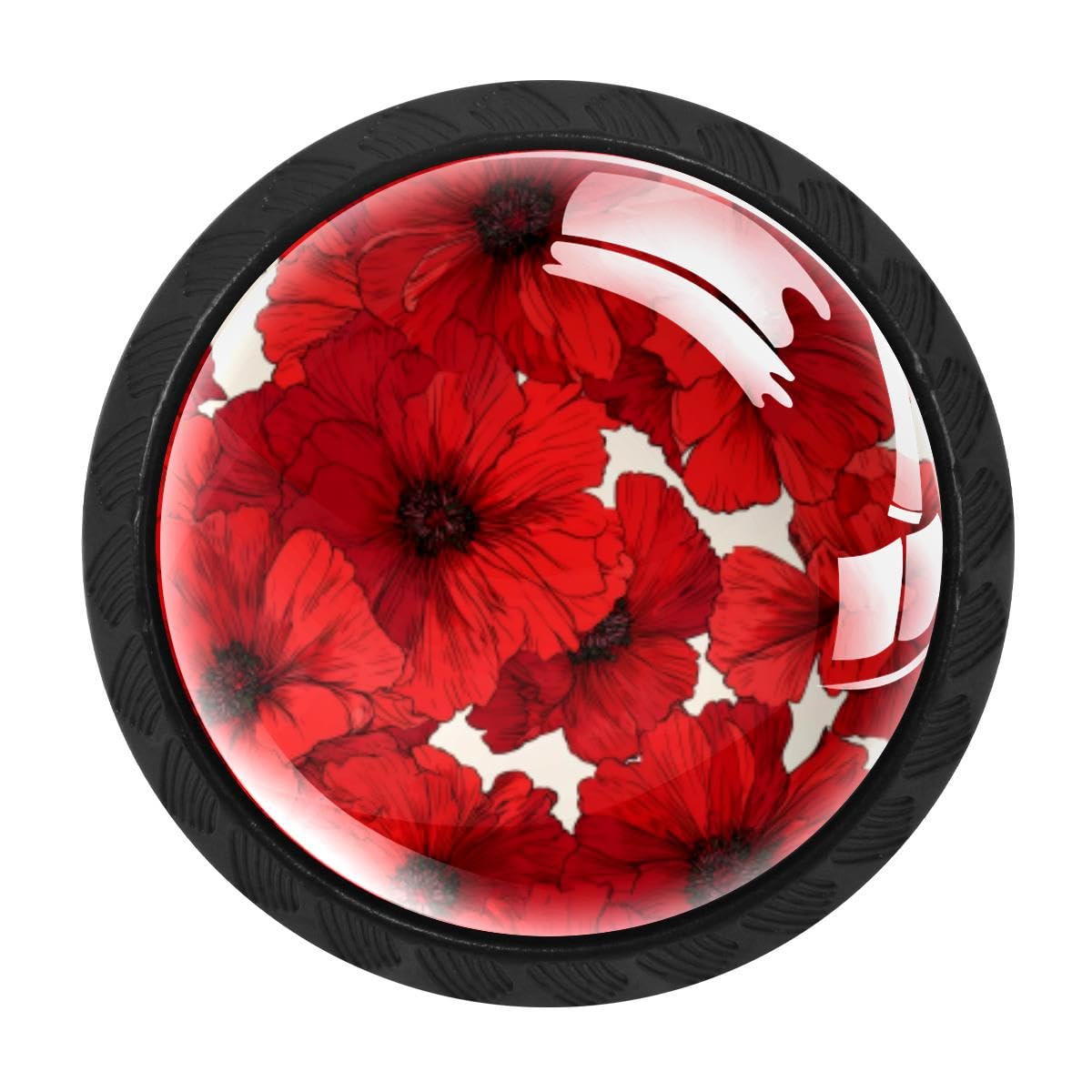 Heoeh Multi 7 4 Pcs Kitchen Cabinet Knobs, Poppy Flower Drawer Knobs Dresser Handles