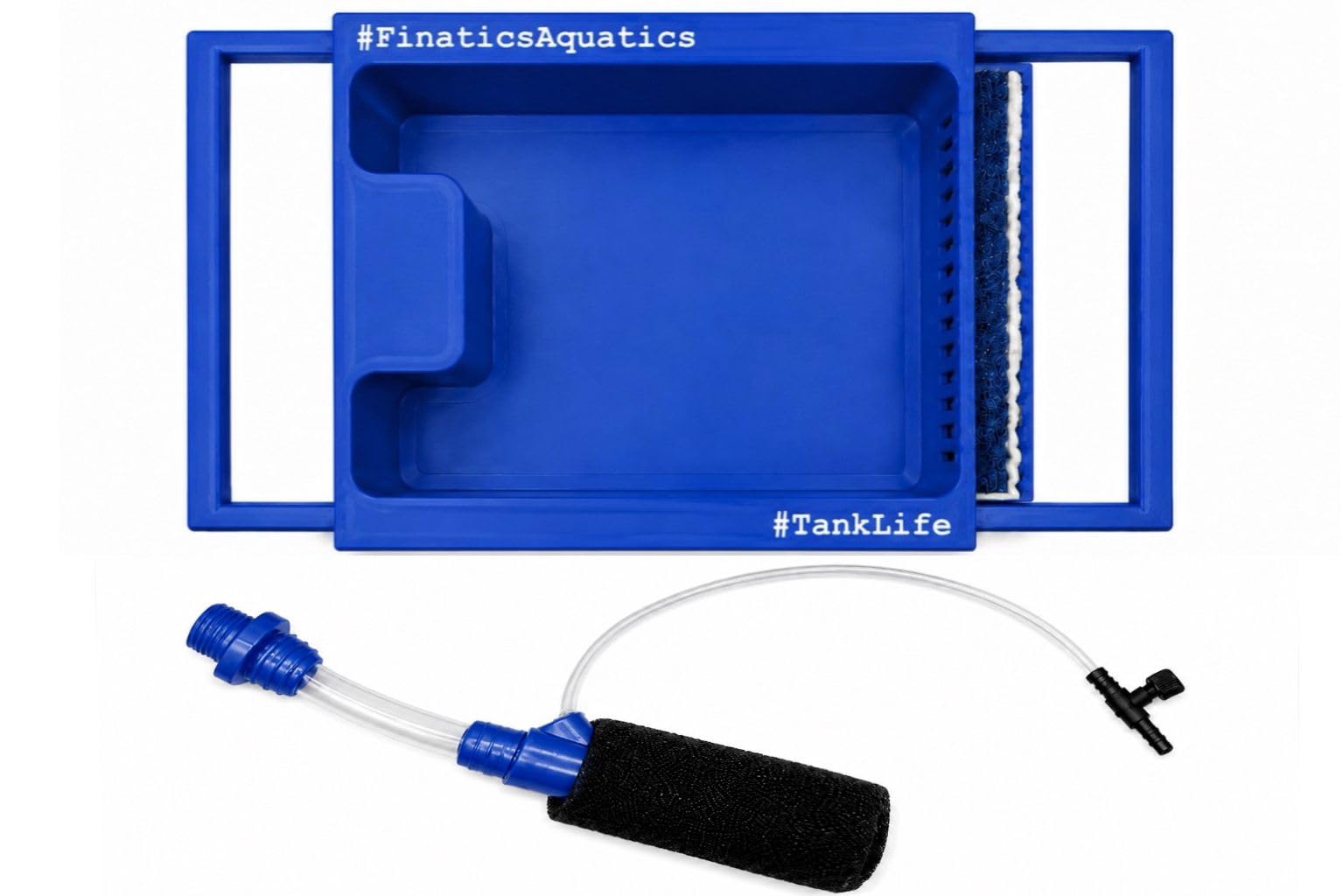 Finatics Aquatics Aquarium Fry Tray – External Hang-On Fry Grow-Out Box with Gentle Air Driven Circulation, Water Exchange & Adjustable Mounting for Fish Breeding Tanks (Blue, Medium - 34.5cm x 46cm)