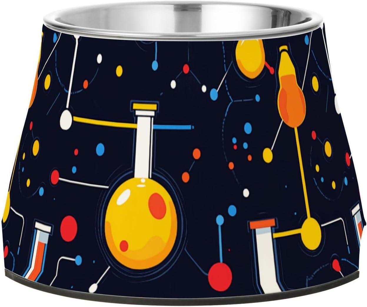 Chemistry Bottle Black Bowl for Pets Non Slip Stainless Steel Cats Basic Bowls for Small Pet Whisker Friendly