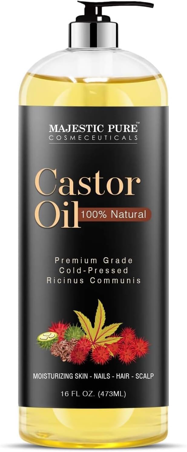 Majestic Pure Castor Oil, Wonder Hair Oil with Numerous Hair and Skin Benefits, 16 Oz