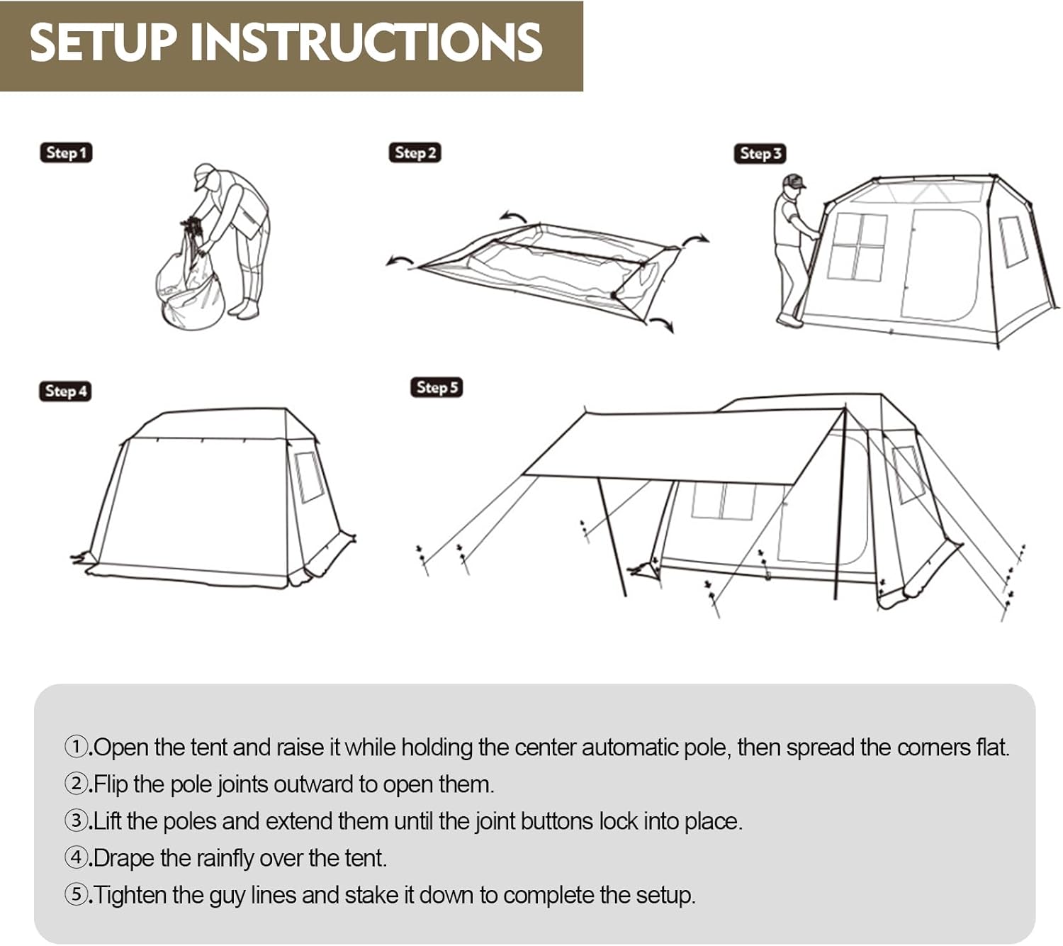 Jupiter 5 6 13 Outdoor Camping Tent for 4 6 8 People, Fully Automatic Quick Opening, Canopy for Outdoor Picnic, Park & Family Use, Silver Coated Sunscreen & Waterproof