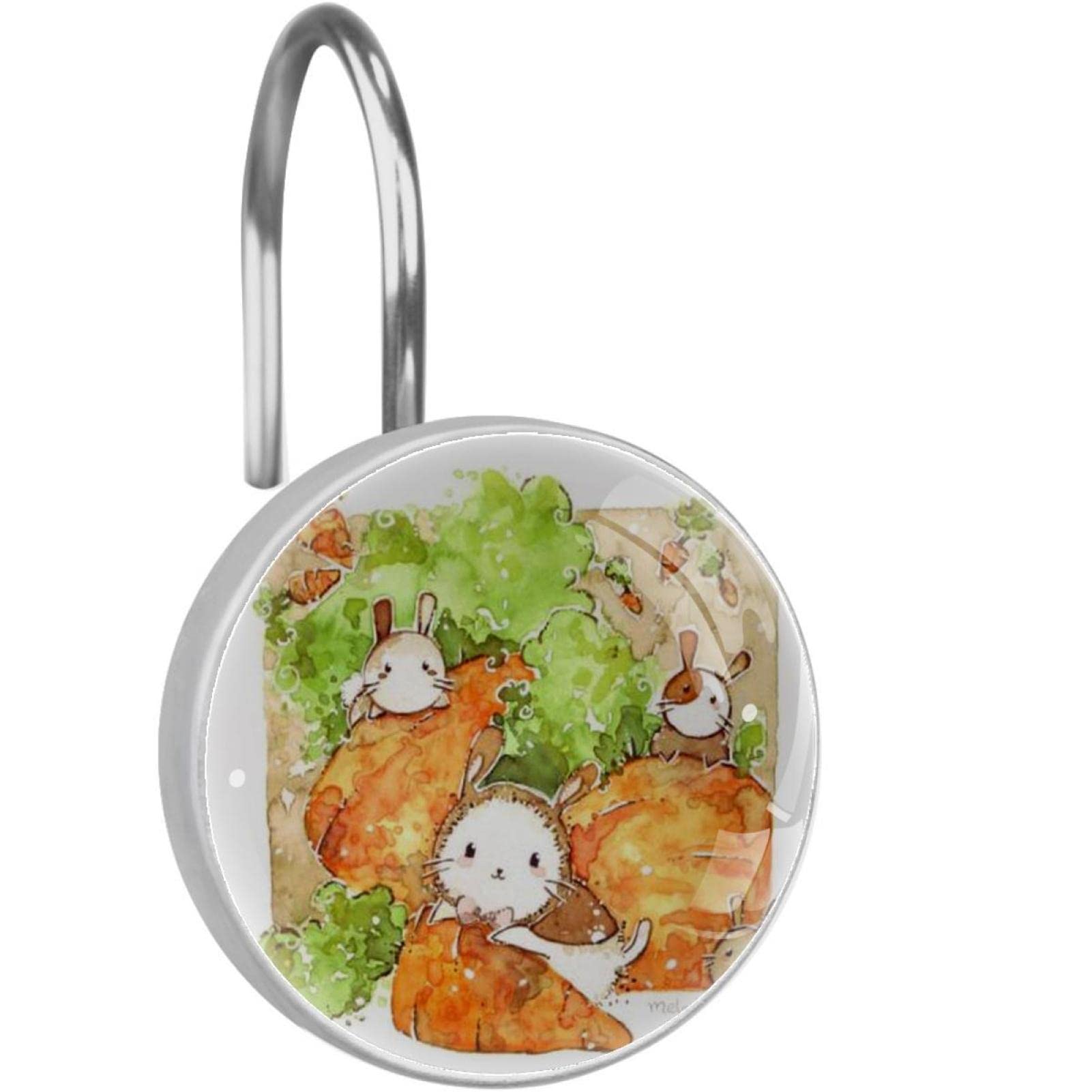 Anneaux de rideau de douche lapins robustes pour doublure et tringle stable