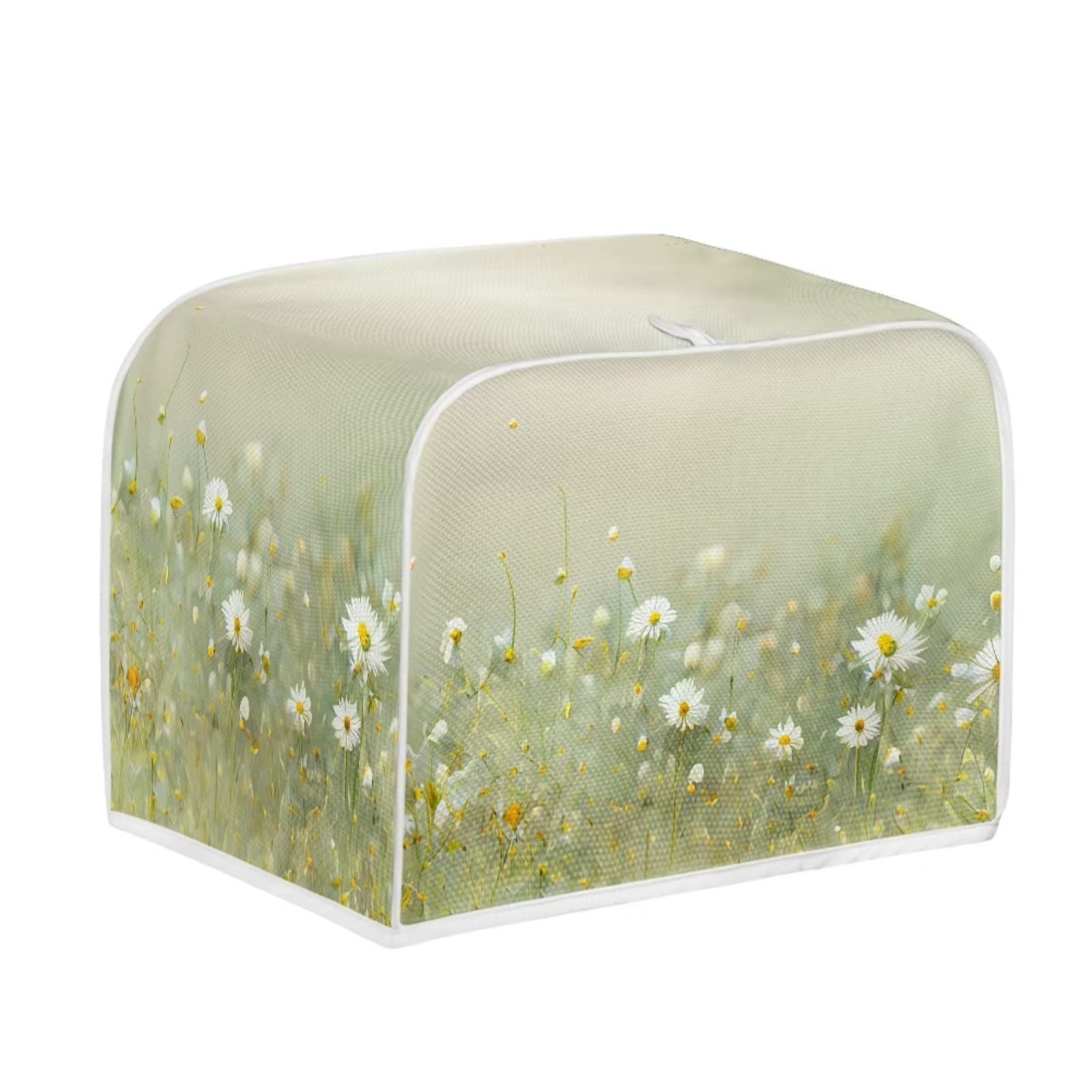 4 Slice Toaster Dust Cover Bread Toaster Oven Dustproof Cover Kitchen Bakeware Protector Dustproof Fingerprint Protection Gift for Mom Wife Friends, Daisy Flower Green