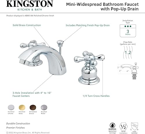 Miniatura 3 de Kingston Brass KB955AX - Grifo de baño victoriano mini generalizado, alcance de boquilla de 4-12 pulgadas, bronce aceitado