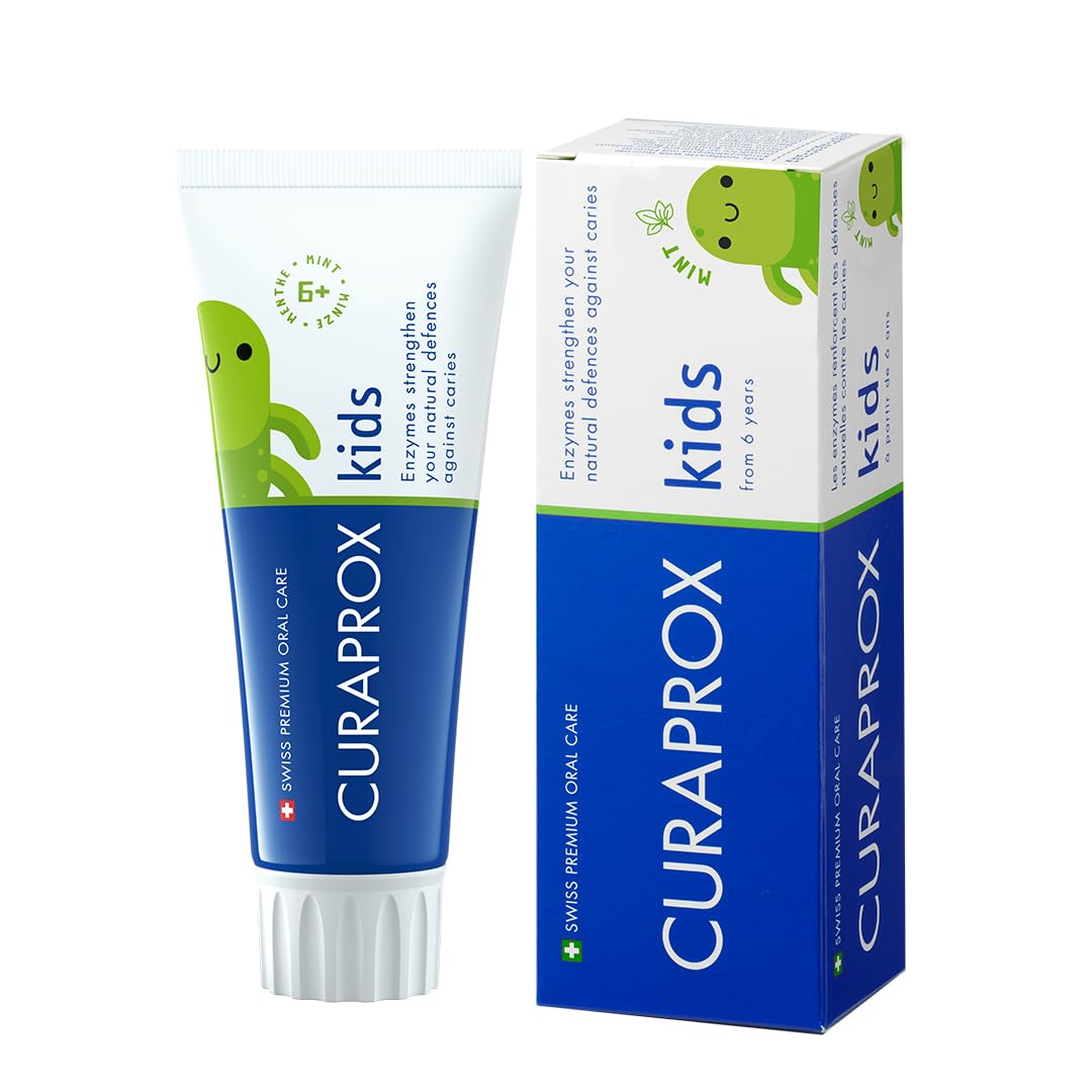 Curaprox Kids Mint Flavour Toothpaste I 60ml Fresh Mint Flavor for Children 6+ I Enriched with 1450ppm Fluoride, Gentle on Teeth ISLS-Free & Microplastic-Free Formula
